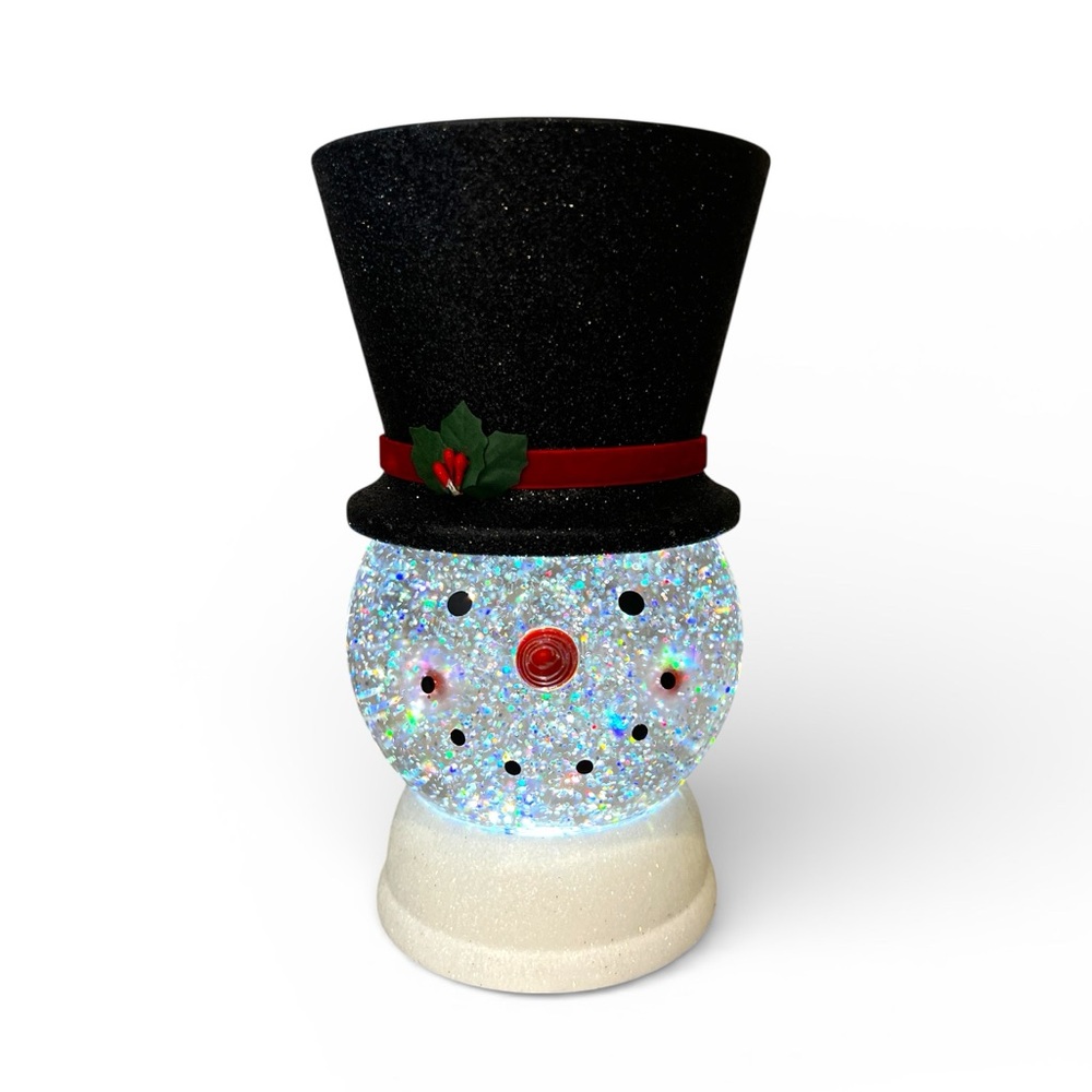 ⭐️ Bath & Body Works Snowman Winter Water Globe Candle Holder Iridescent Glitter